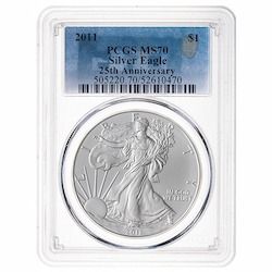 2011 PCGS MS-70 1 oz American Silver Eagle Coin - Standard Label