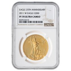 2011-W NGC PF-70 Ultra Cameo 1 oz American Gold Eagle Proof Coin - Brown Label