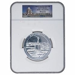 2011 NGC MS-69 PL Early Releases 5 oz America the Beautiful Gettysburg Silver Coin