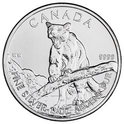 2012 1 oz Cougar Silver Coin - Wildlife Series