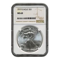 2013 NGC MS-69 American Silver Eagle Coin (Brown Label)