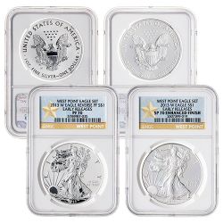 2013-W NGC SP-70 Enhanced Finish & PF-70 Reverse Proof Early Releases American Silver Eagle 2-Coin Set - 75th Anniversary of the West Point Mint - (West Point Label)