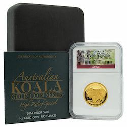 2014 NGC PF-70 One of First 200 Struck 1 oz Australian Koala High Relief Proof Coin with Box and COA