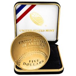 2014 National Baseball Hall of Fame $5 Commemorative Gold Proof Coin w/Box and COA