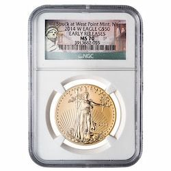 2014-W NGC MS-70 Early Releases 1 oz American Gold Eagle Burnished Coin - Statue of Liberty Label