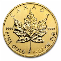 2014 Canadian Gold Maple Leaf - .9999 Fine Gold - 1/2 oz