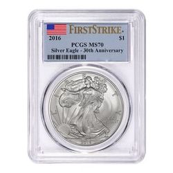 2016 American Silver Eagle - 30th Anniversary - First Strike MS-70 PCGS Certified