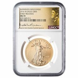 2016-W NGC MS-70 Early Releases 1 oz American Gold Eagle Burnished Coin - St. Gaudens Label