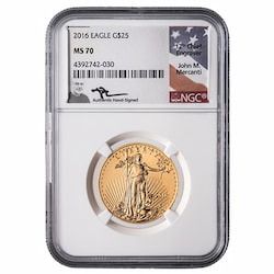 2016 NGC MS-70 1/2 oz American Gold Eagle Coin - John Mercanti Label