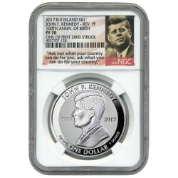 2017 John F. Kennedy NGC PF-70 Reverse Proof Silver Coin