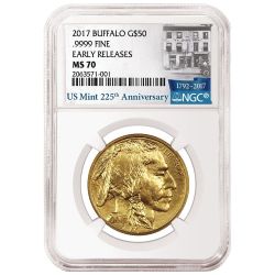 2017 1 oz Gold Buffalo - NGC MS-70 Early Releases 225th Anniversary Label