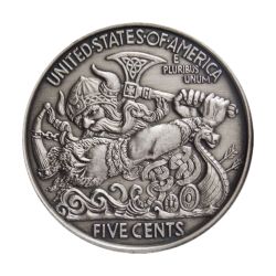 Antiqued Viking Berserker Silver Proof 1 oz - Hobo Nickel Series