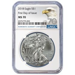 2018 NGC MS-70 First Day Of Issue American Silver Eagle Coin (70 Label)