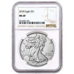 2018 NGC MS-69 American Silver Eagle Coin (Brown Label)