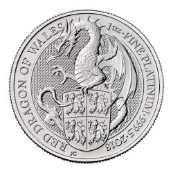 2018 1 oz Queen's Beast Dragon of Wales Platinum Coin