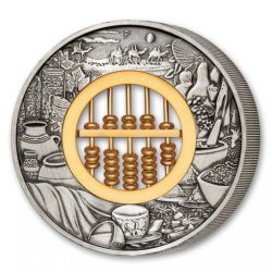 2019 Tuvalu 2 oz Abacus Antiqued Silver Coin