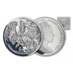 2019 2 oz Silver Warrior & Dragon High Relief Proof - British Indian Ocean Territory