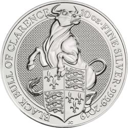 2019 10 oz Queen's Beasts Black Bull of Clarence Silver Coin