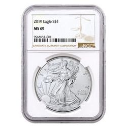 2019 NGC MS-69 American Silver Eagle Coin (Brown Label)