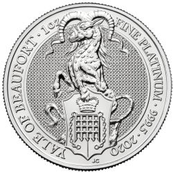 2020 1 oz Queen's Beasts The Yale of Beaufort Platinum Coin