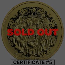 2021 1 oz Roaring Lion Proof Gold Coin - COA #5