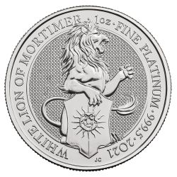 2021 1 oz Queen's Beasts White Lion of Mortimer Platinum Coin