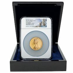 2021 NGC PF-70 First Releases 5 oz Great Engravers Gothic Crown Proof Gold Coin with Box - Tower Bridge Label