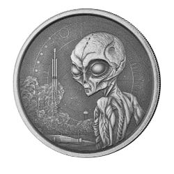 2021 1 oz Ghana Alien Antique Silver Coin