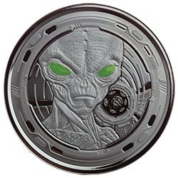 2022 SC Silver Alien Series 1 oz Rhodium Plated Coin