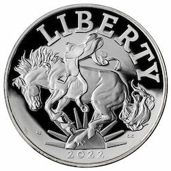 2022-P 1 oz US Mint American Liberty Mustang Proof Silver Medal w/Box & COA (Spotted)