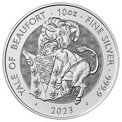 2023 BR Silver Tudor Beast Yale of Beaufort 10 oz Coin - Reverse