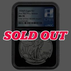 2024-(P) NGC MS-70 One of First 50,000 Issued Star Privy 1 oz American Silver Eagle Coin - Exclusive Black Core