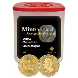 2024 1 oz Canadian Gold Maple MintCertified™ Premium Uncirculated | Sealed Tube