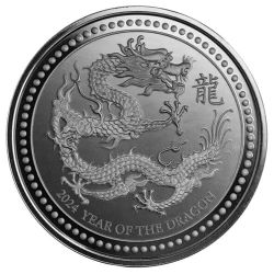2024 1 oz Samoa Rhodium Plated Silver Dragon Coin