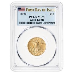 2024 PCGS MS-70 First Day of Issue 1/4 oz American Gold Eagle Coin