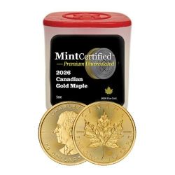 2026 1 oz Canadian Gold Maple MintCertified™ Premium Uncirculated – Sealed Tube of 10