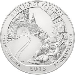 2015 Blue Ridge Parkway ATB 5 oz Burnished Silver Coin - America The Beautiful