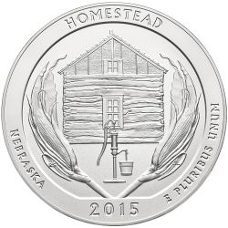 2015 Homestead ATB 5 oz Burnished Silver Coin - America The Beautiful