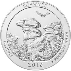 2016 Shawnee ATB 5 oz Burnished Silver Coin - America The Beautiful