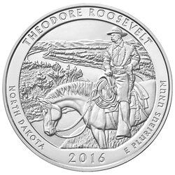 2016 Theodore Roosevelt ATB 5 oz Burnished Silver Coin - America The Beautiful
