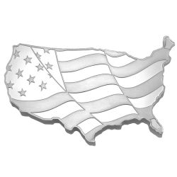 5 oz Stars and Stripes American Flag USA Shaped Silver Bar