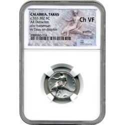Calabria, Taras AR Didrachm 332-302 BC - NGC Ch VF