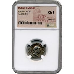 Twelve Caesars Vitellius AR Denarius AD 69 - NGC Ch F