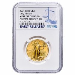 2024 NGC MS-69 Early Releases Mint Obverse Error 1/2 oz American Gold Eagle Coin
