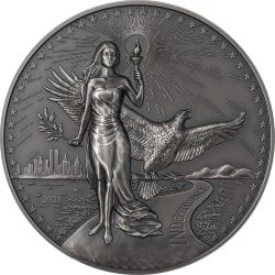 2021 10 oz American Virtues Independence Antique Proof Silver Medallion