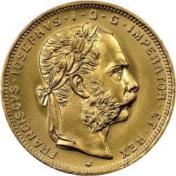 1892 20 Francs / 8 Florin Austrian Gold Coin