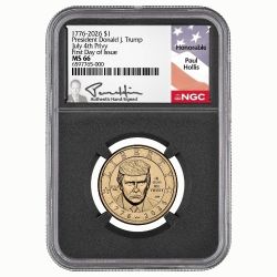 2026-P US Semiquincentennial Trump Dollar 4th Privy NGC MS-66 FDOI Paul Hollis Signed - Black Core
