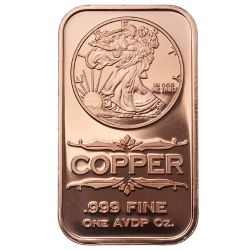 1 oz Walking Liberty Copper Bar - Osborne Mint