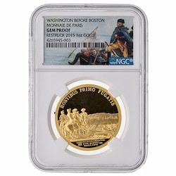 NGC GEM Proof 1 oz French Washington Before Boston Gold Medal