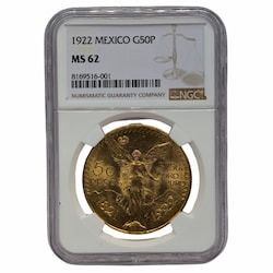 1922 NGC MS-62 Mexican 50 Pesos Gold Coin